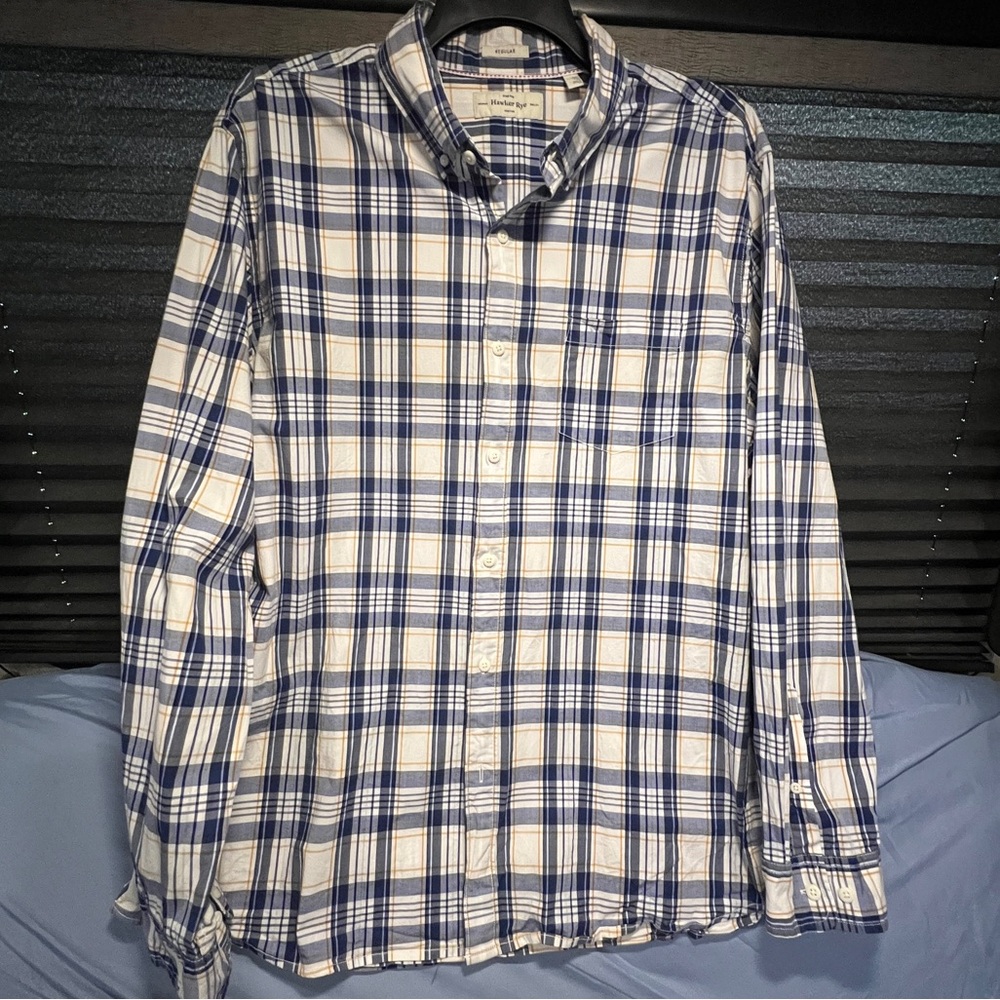 Hawker Rye Blue and White Plaid Men's Shirt